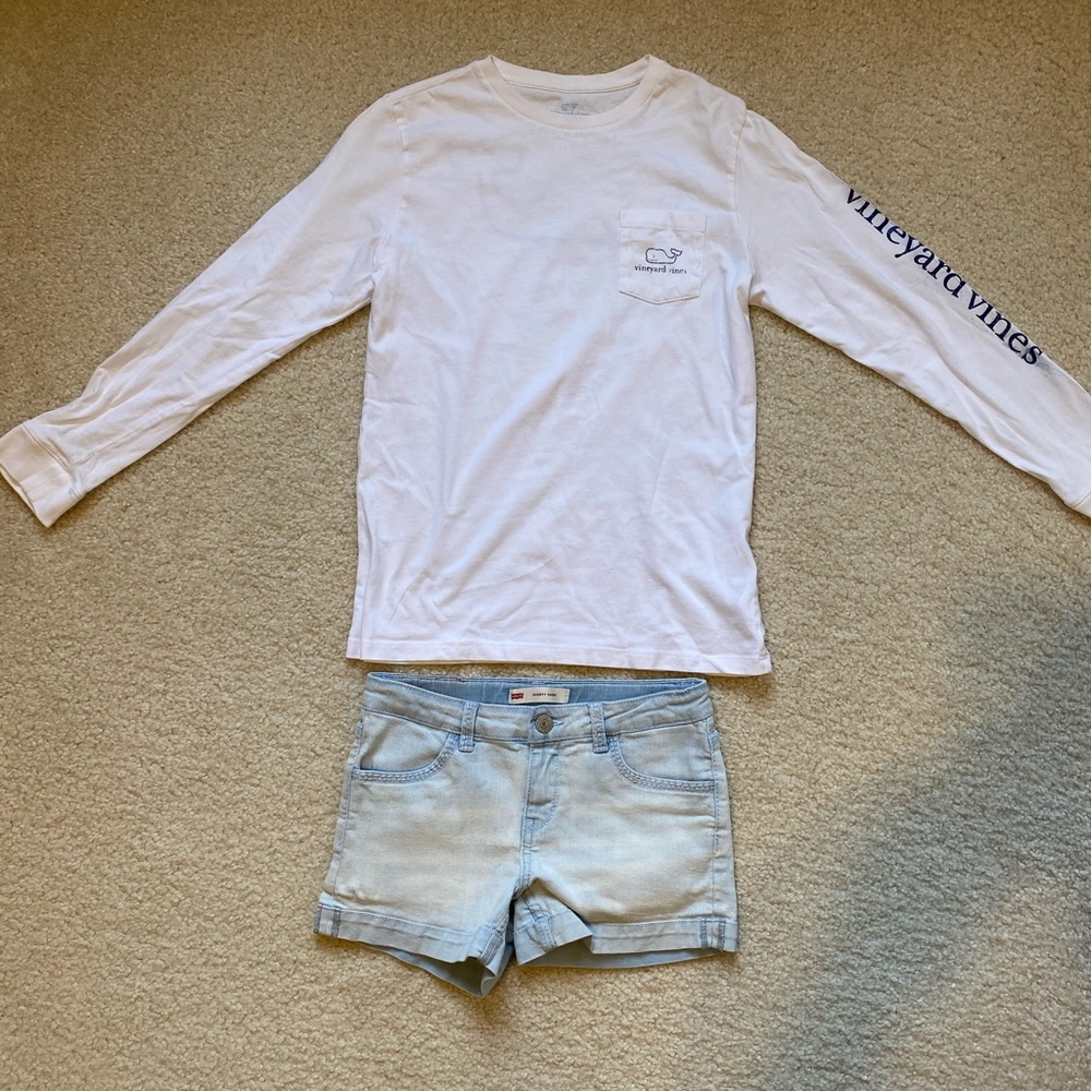 Vineyard vines long sleeves shirt and Levi’s short